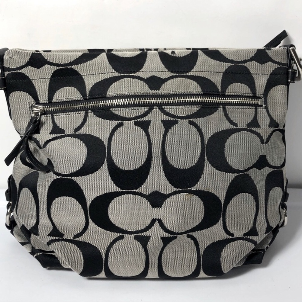 Coach Black And Gray Logo Fabric Bag. This bag has NO STRAP!